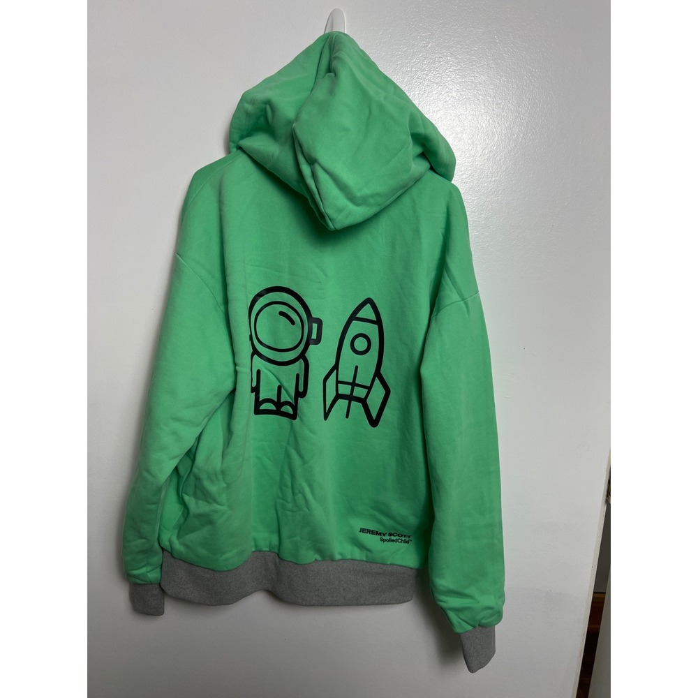 Jeremy Scott Spoiledchild Reversible Hoodie Green Metallic Silver Space Rocket L View 4